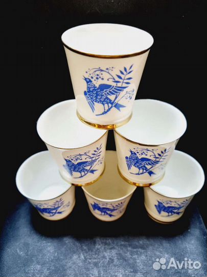 Стопки Соловей, костяной фарфор лфз 80-е годы, оче