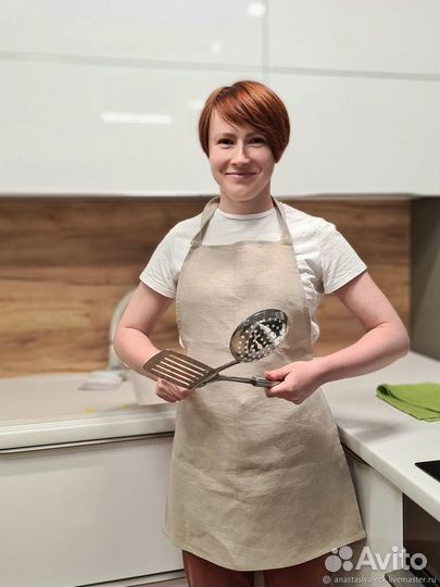 Фартук женский, натуральный лен 40 - 42 - 44 - 46