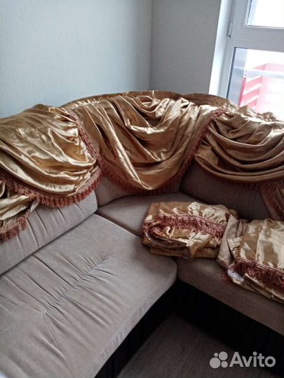 Роскошные портьеры бронзовые с ламбрекеном