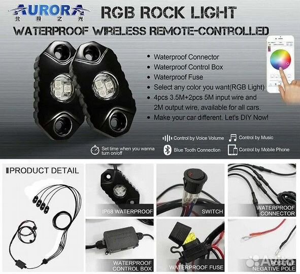 Светодиодная подсветка Rock Light ALO-Y1D-2-RGB-D4