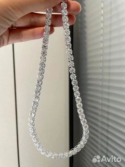 Ожерелье серебро 925 пробы с цирконами 6.5 мм