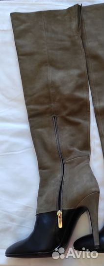 Ботфорты из натуральной замши и кожи