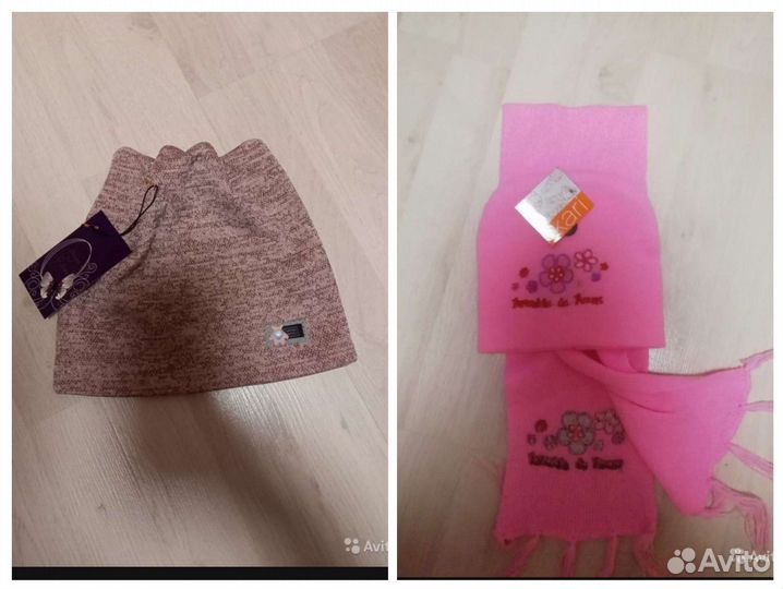 Комплект шапка+шарф и шапочка для девочки
