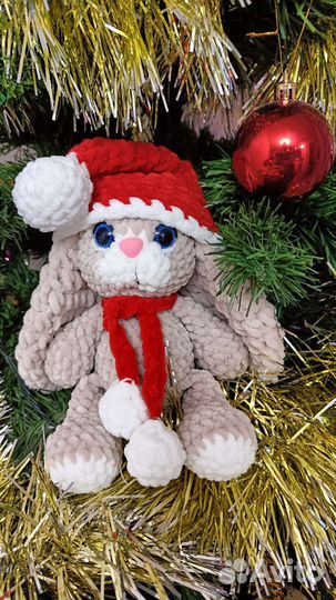 Плюшевый зайка ручная работа амигуруми