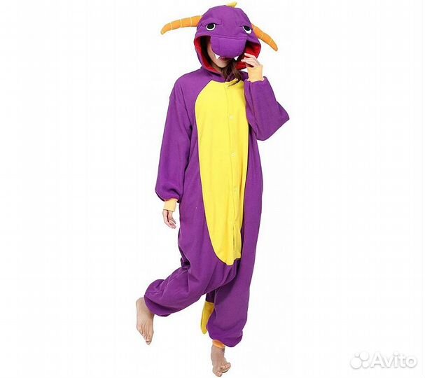 Кигуруми для детей FunFur Фиолетовый Дракон M