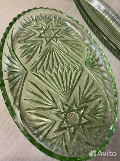 Посуда цветное зеленое стекло СССР