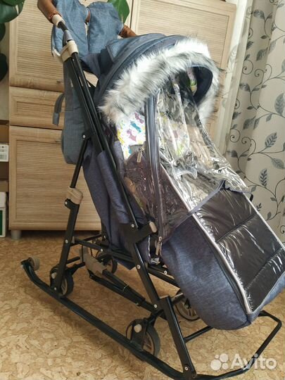 Санки-коляска galaxy glory gloss с колесами