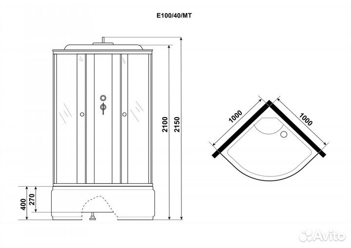 Душевая кабина Niagara Eco E100/40/MT (100х100х215)