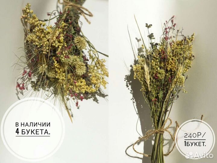 Сухоцветы (статица, пшеница, полевые цветы)
