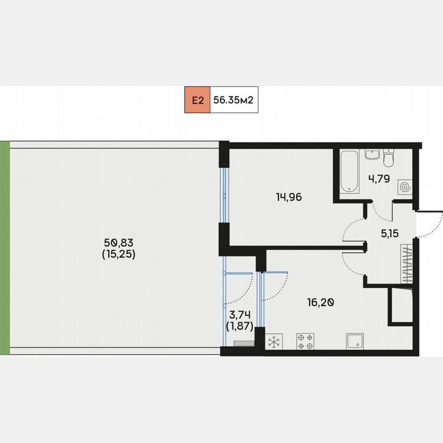1-к. квартира, 58,2 м², 2/9 эт.