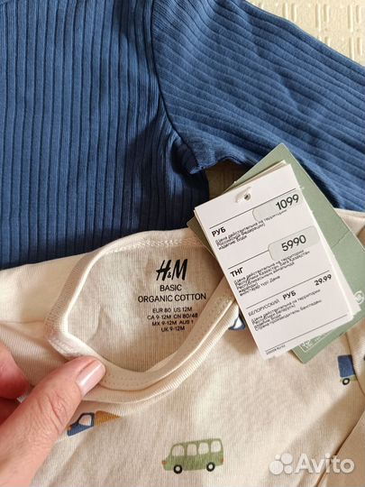 Боди h&m 80, для мальчика (новое)