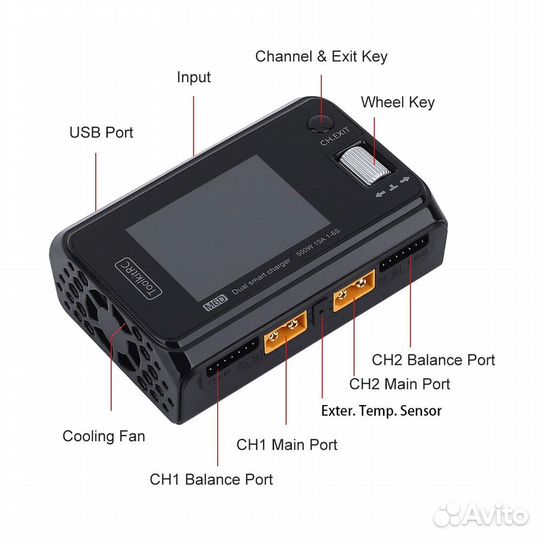 Двухканальное зарядка ToolkitRC M6D, блок питания