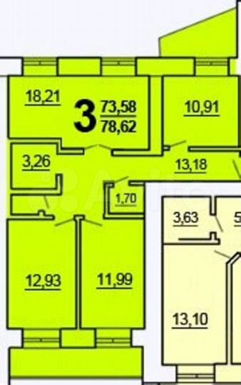 3-к. квартира, 85,6 м², 8/8 эт.