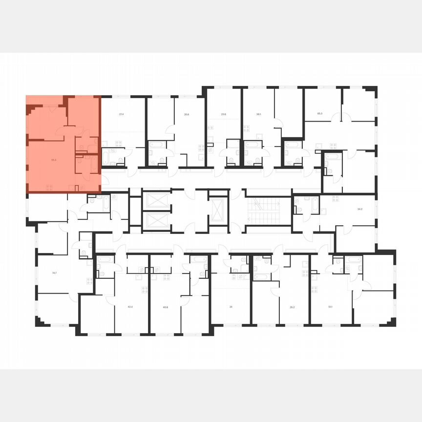 2-к. квартира, 55,4 м², 18/18 эт.