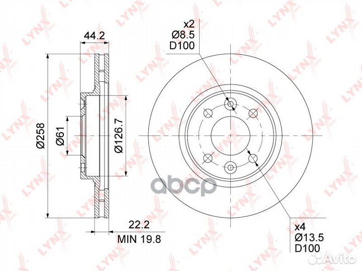 BN-1419 Диск тормозной lynxauto BN-1419 lynxauto