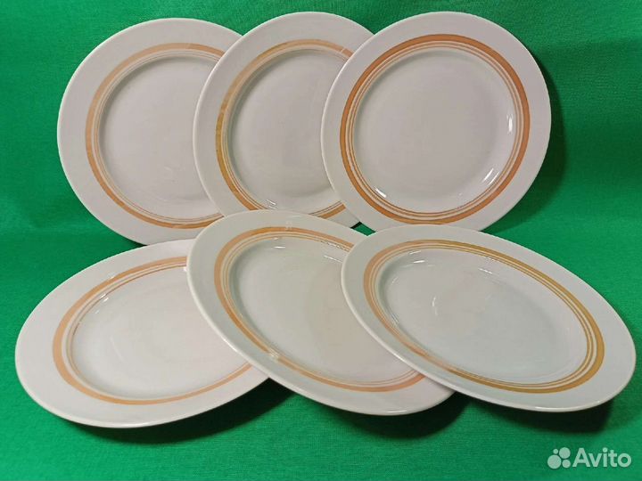 Тарелка, блюдце СССР фарфор Дулево набор 6 шт, нов