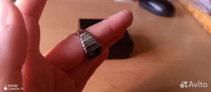 Печатка перстень с натуральным агатом