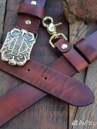 Мужской кожаный ремень ручной работы