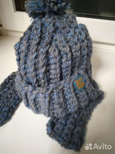 Шапка ушанка вязаная