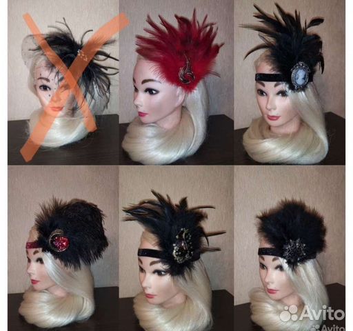 Заколки (повязки), с пером, 