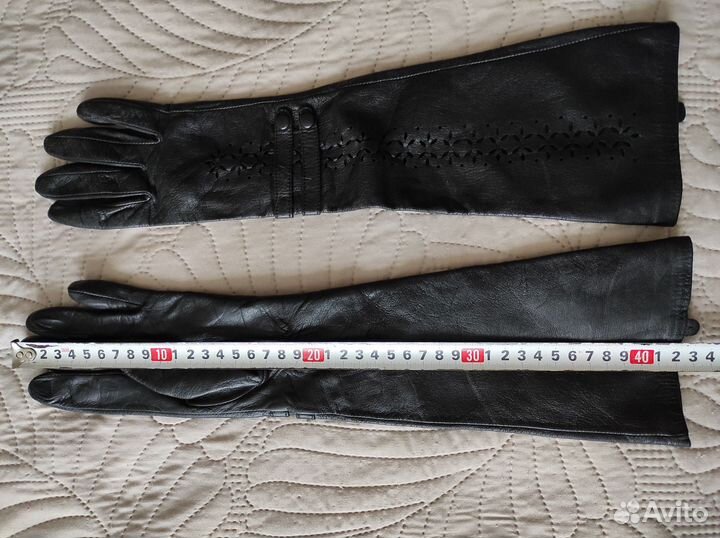 Перчатки женские длинные кожаные р. 7