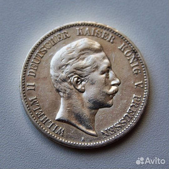 5 Марок 1907 г. Вильгельм II Пруссия Германия