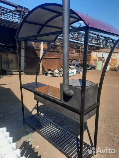 Мангал на 2 решетки с крышей и печь под казан