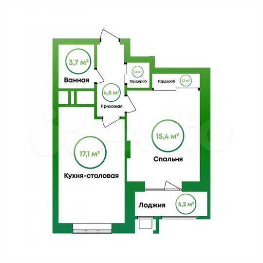 1-к. квартира, 46,1 м², 3/16 эт.