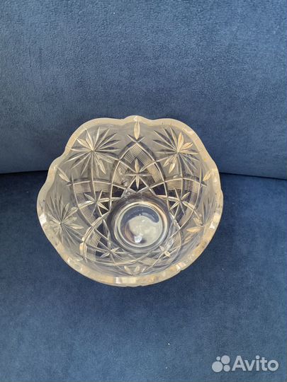 Салатник хрустальный СССР, конфетница и рог