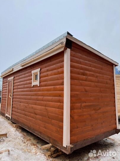 Готовая баня из бруса 2.3 x 8 м. не бочка