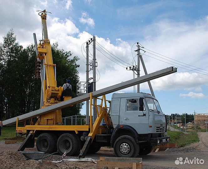 Установка опор лэп, электромонтаж