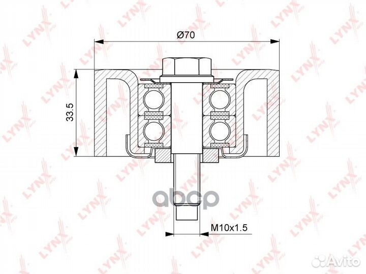 Ролик обводной приводного ремня PB7044 lynxauto