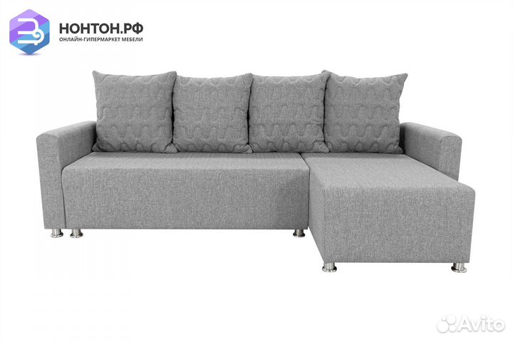 Диван угловой еврокнижка Челси 2 светло-серый