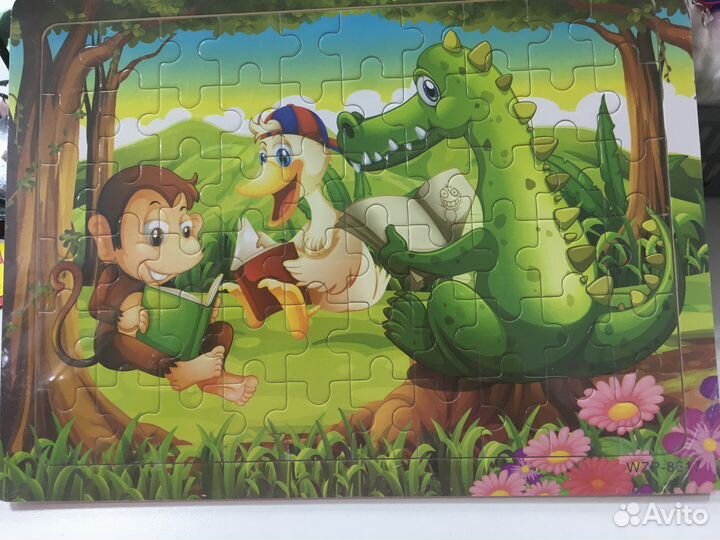 Пазлы деревянные на подложке 60 элементов