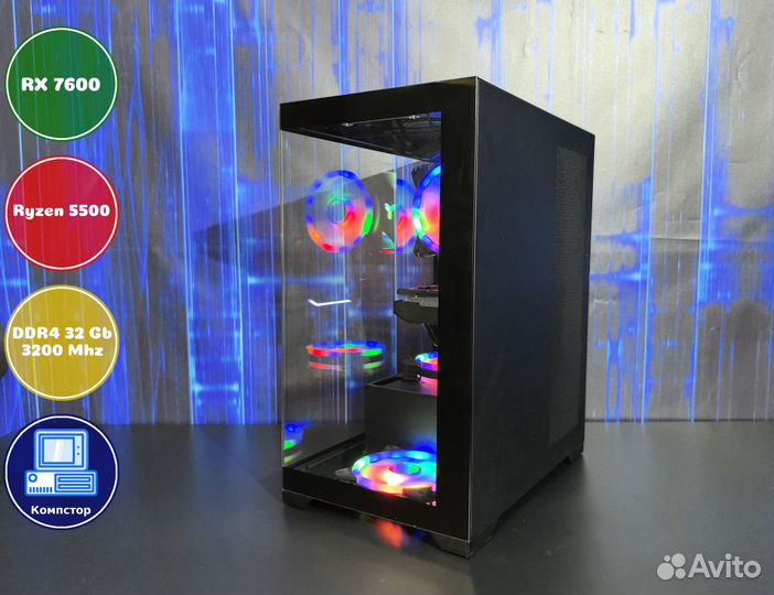 Сборка пк для 2к AMD5500-RX7600-32DDR4-MGV4135-A520