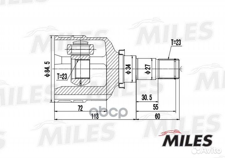 Шрус внутренний toyota echo/yaris 1.5 99-06 (GS