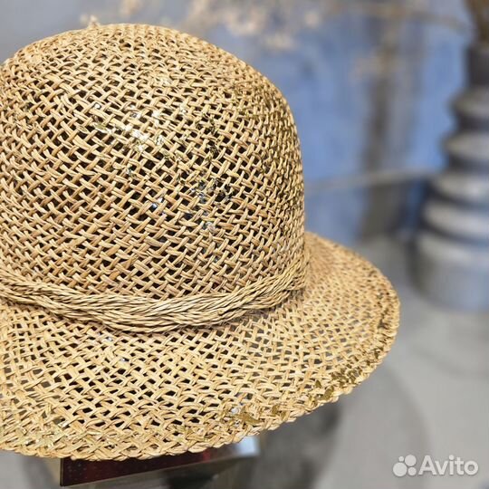 Шляпа соломенная дизайнерская с золочением, Италия