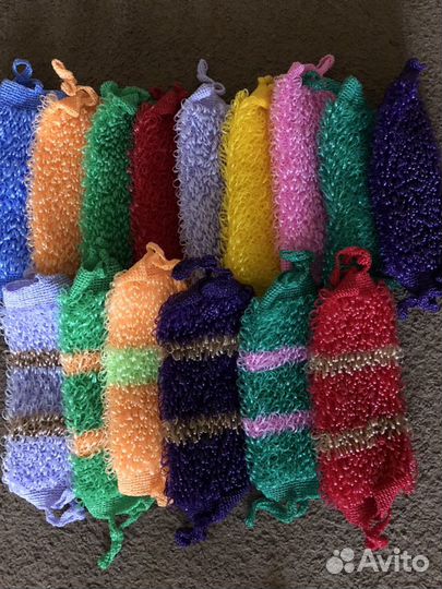 Мочалки ручной работы длина 37-39см без ручек