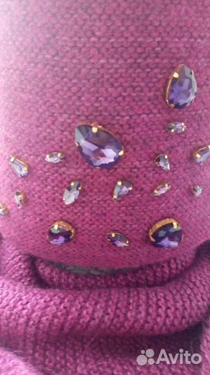 Шапка и косынка, шерсть, мохер, пан, новая, цвет.ф