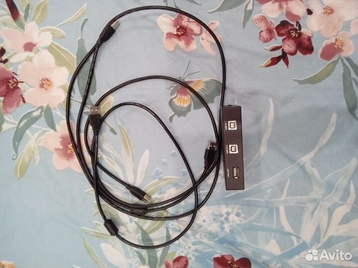 Переключатель USB 2.0 на 2 порта + 2 Кабеля USB