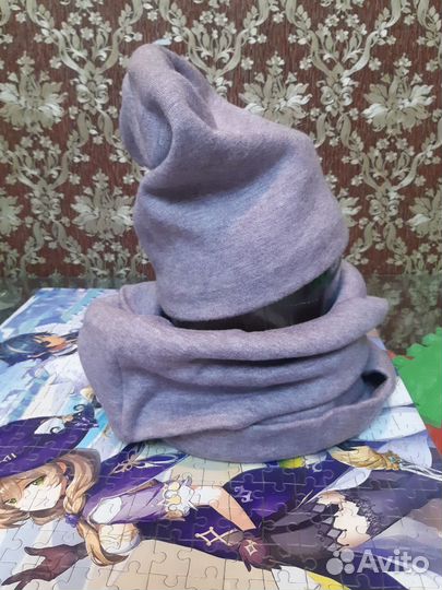 Шапка с шарфом женская зимняя