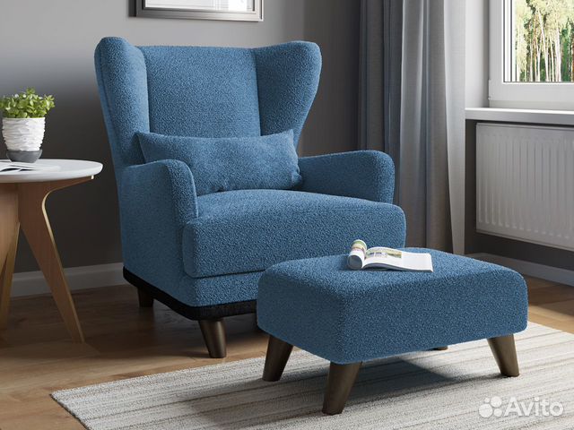 Кресло каминное мягкое Оскар пуф IKEA мебель Икеа купить в Москве ...