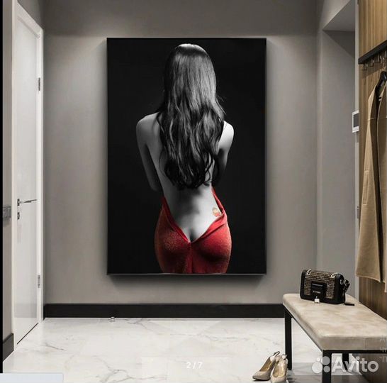 Картина маслом девушка в красном