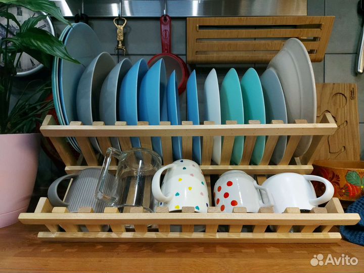 Складная деревянная сушилка для посуды