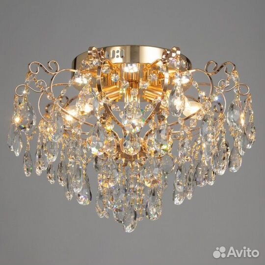 Люстра 'Мария' 6х60Вт Е14+18Вт LED пду золото 49х4