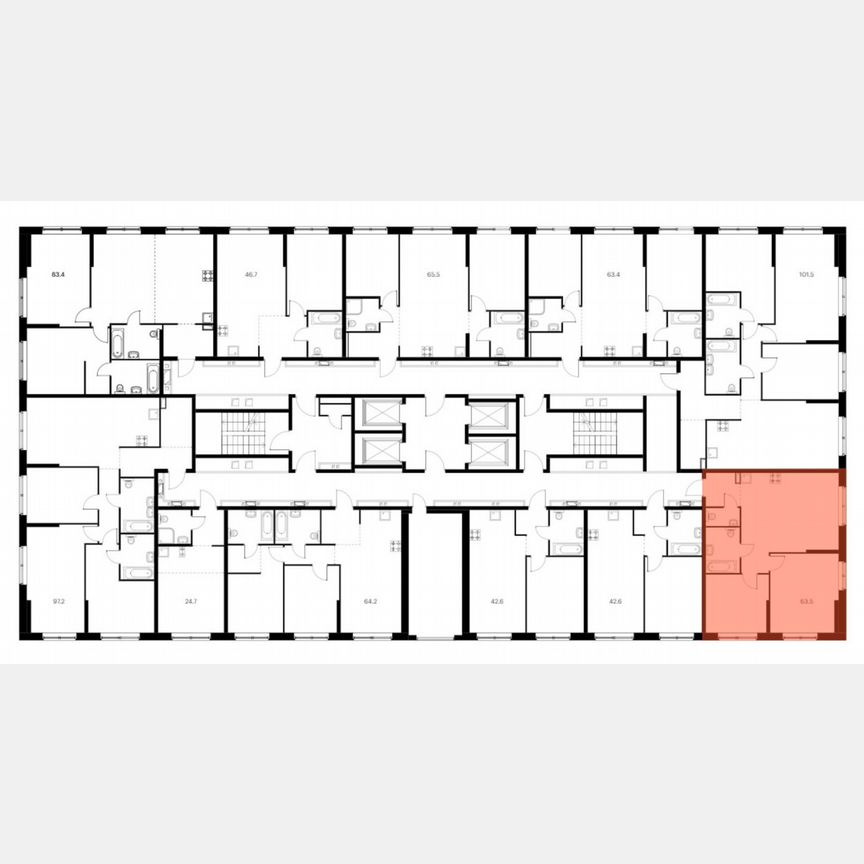 2-к. квартира, 62,5 м², 11/24 эт.