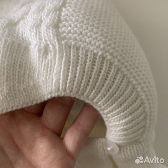 Шапка шлем журавлик зимняя 40-42 размера белая