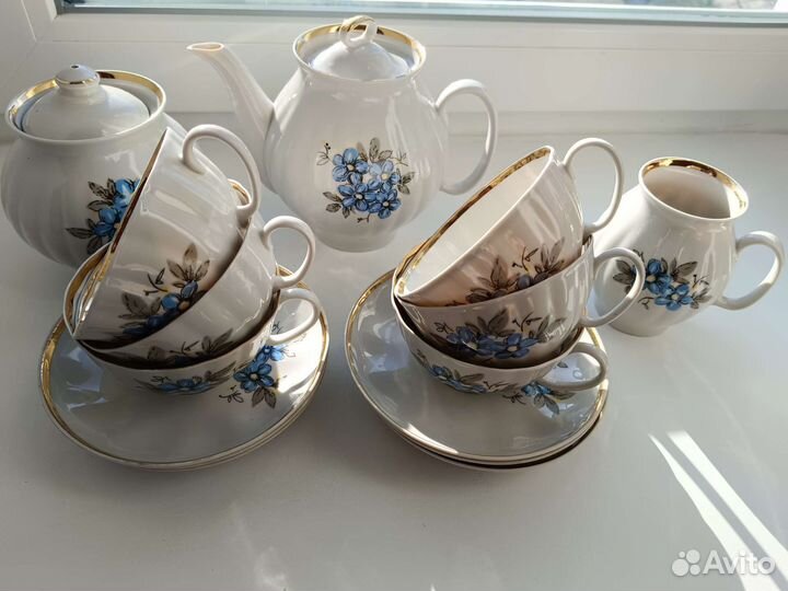 Сервиз чайный Голубые цветы Дулёво 15 предметов