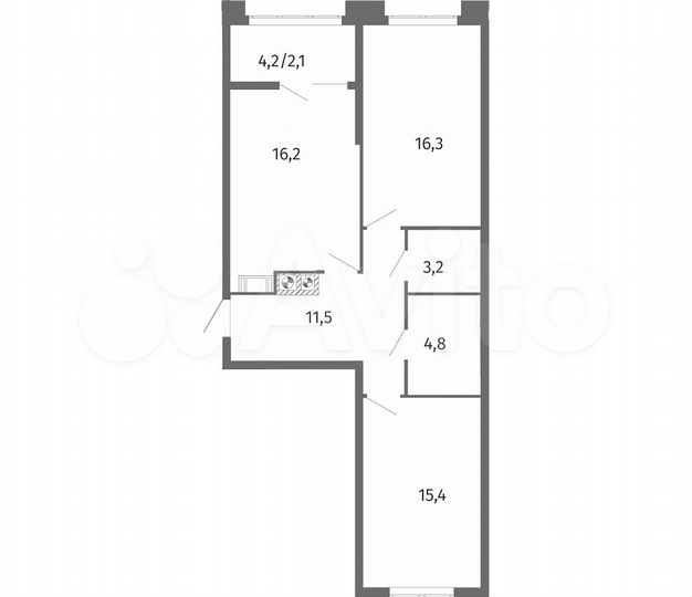 2-к. квартира, 69,5 м², 12/13 эт.
