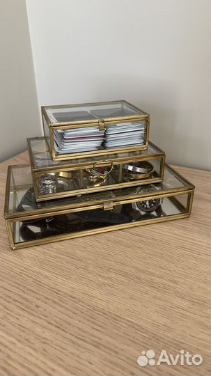 Шкатулка для украшений h&m home металл/стекло 3 шт